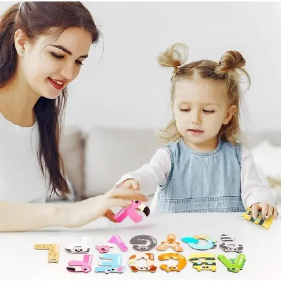 Joyfy Wooden Magnetic Letters, 26 Alphabet Fridge Magnets for Toddlers & Kids, Animal Educational Toys, Preschool ABC Spelling Learning Toys for Kids image {6}