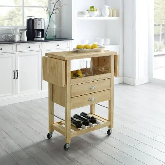 Bristol Double Drop Leaf Kitchen Cart Natural - Crosley image {8}