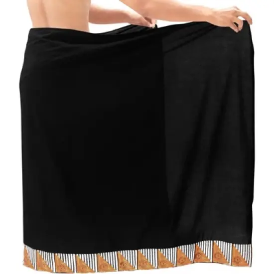 LA LEELA Men's Swimwear Cover Up Summer Pareo Sarong One Size Solid Black image {3}