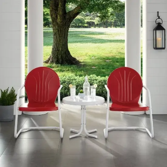 Griffith 2pc Outdoor Conversation Set - Bright Red - Crosley image {2}