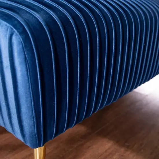 Tawver Contemporary Upholstered Bench Blue/Gold - Aiden Lane image {3}