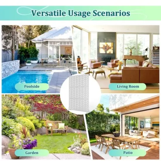 TOAOTBNBO Metal Privacy Screen with Stand, Decorative Privacy Fence Panels with Brick Pattern, Outdoor Privacy Screen for Garden, White image {5}