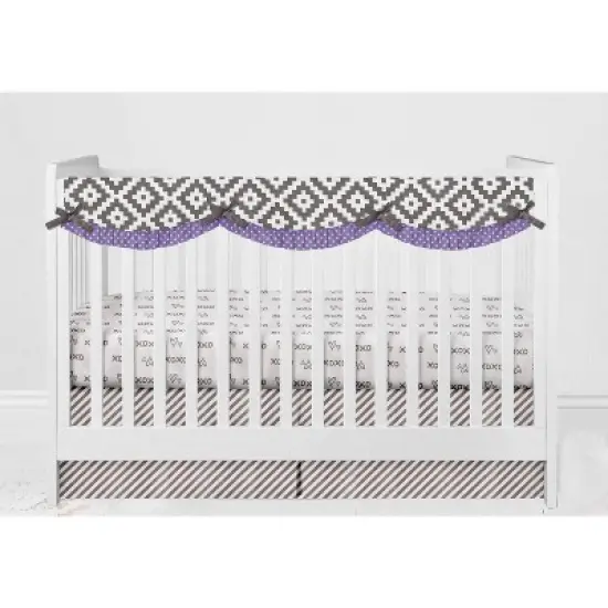 Bacati - Love  Gray Lilac 10 pc Crib Bedding Set with Long Rail Guard Cover image {9}
