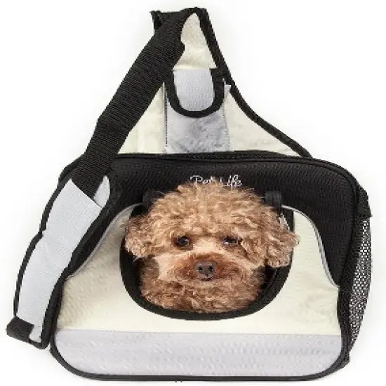 Pet Life Single Strap Over-The-Shoulder Navigation Hands Free Backpack Pet Carrier Grey-M image {2}