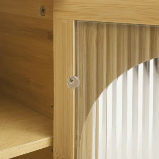 Organnice Single Door Nightstand, Bamboo Bedside Table image {3}