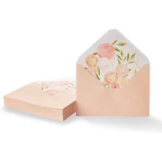 Paper Junkie 50-Pack A7 Blush Pink Envelopes for 5x7 Invitation with Watercolor Floral Lining, 120 GSM, 5.25"x7.25" image {7}