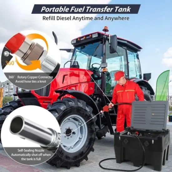 Transfer Tank, 128 Gallon Capacity, Transfering Tank with 12v DC 10 GPM Transfer Pump & 13.1Ft Rubber Hose image {3}