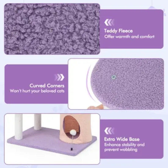 Costway Cat Tree Cats Multi-level Cat Tower w/ Sisal Covered Scratching Posts, Hammock image {8}