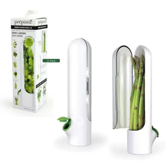 Prepara Herb Savor Pod 2.0 Herb Storage Container - Space Saving for Fridge Door Storage, Pouring Spout Keeps Fresh Herbs Fresh Up to 3 Weeks (2-Pack) image {5}