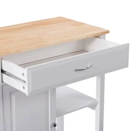 Sage Wood Kitchen Cart with Cupboard White - CorLiving image {6}