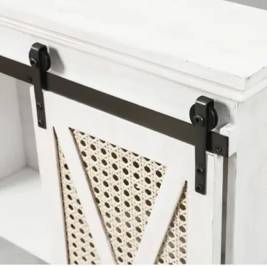 LuxenHome Sliding Door White MDF Wood Wall Cabinet image {6}