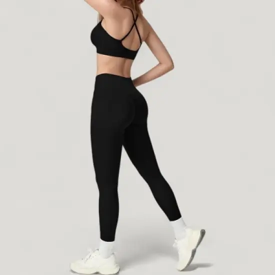 Anna-Kaci Active Women's High Waist Crossover Lounge Leggings with Full Length Slim Fit and Flattering Waistband image {7}