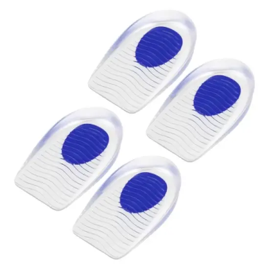 Unique Bargains Silicone Heel Support Cup Pads Orthotic Insole Plantar Care Heel Pads 4Pcs Ripple Pattern Red image {6}