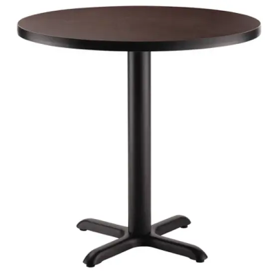 36" Round Composite Core Dining Height Dining Table Laminated Mahogany with Black Steel Base - National Public Seating image {2}