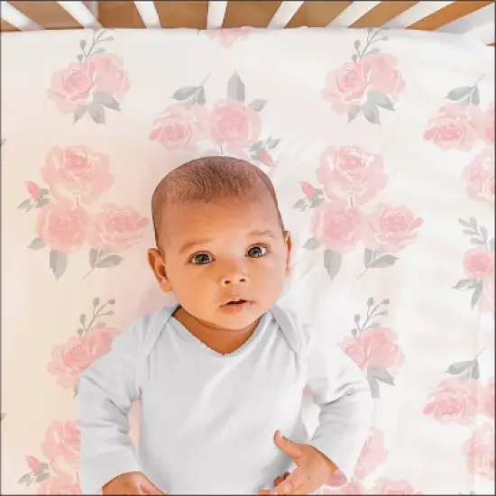 The Peanutshell Pink Floral Crib Bedding Set - 3pc image {3}