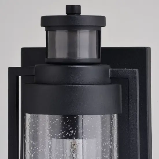 VAXCEL Lawton Steel LED Compatible Black Motion Sensor Dusk to Dawn Outdoor Wall Light Transitional Clear Glass image {9}