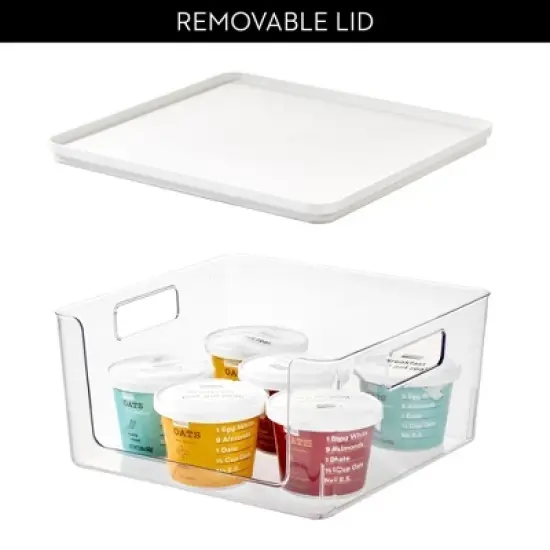 Rosanna Pansino x iDesign Recycled Plastic Open Front Kitchen Storage Bin with Lid, Clear Bin/Marshmallow Lid, 12" x 12" x 6" image {4}