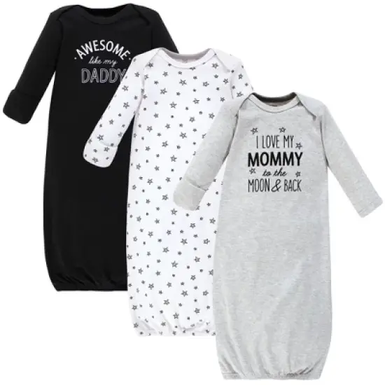 Hudson Baby Infant Boy Cotton Gowns, Mom Dad Moon And Back image {5}