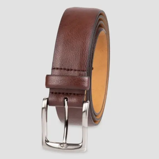 Men's Big & Tall Feather Edge Pebble Belt - Goodfellow & Co&trade; Brown image {1}