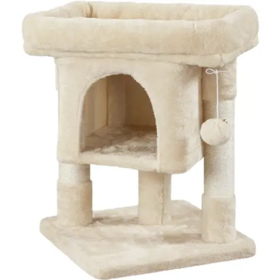 Yaheetech 23.5" Small Cat Tree Condo with Plush Perch image {9}