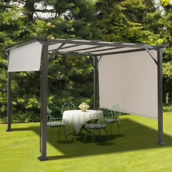 Costway 10' X 10' Pergola Kit Metal Frame Gazebo &Canopy Cover Patio Furniture Shelter image {3}