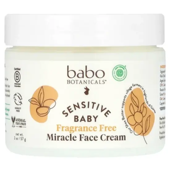 Babo Botanicals Sensitive Baby Fragrance-Free Miracle Cream - Face & Body Moisturizer - For Sensitive Skin - Calendula, Shea Butter, Coconut Oil - EWG image {3}
