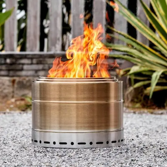 19" Smokeless Fire Pit,Stainless Steel Outdoor Fireplaces with Protective Cover image {2}