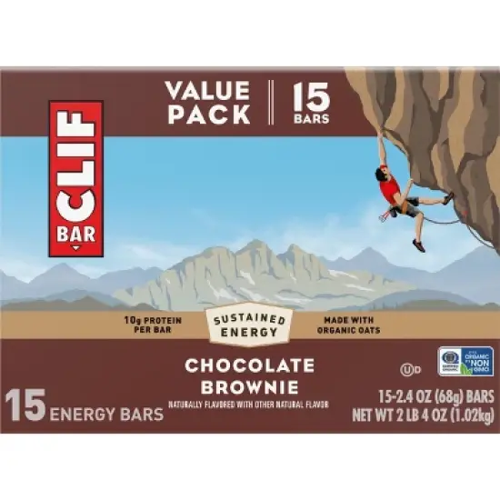 CLIF Bar Chocolate Brownie Granola Protein Bar Made with Organic Oats - 10g Protein - 36oz/15pk image {1}