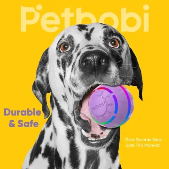 Petbobi Interactive Toy Dog Ball for Medium and Large Dogs, Active Rolling Ball for Dogs with LED Flash Light and USB Rechargeable, Purple image {2}