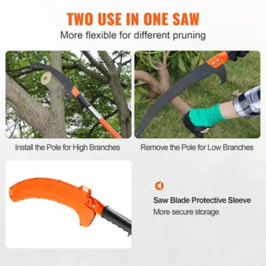VEVOR Manual Pole Saw, 7.3-27 ft Extendable Tree Pruner, Manual Branch Trimmer with Lightweight 8 Fiberglass Handles, for Pruning Palms and Shrubs image {5}