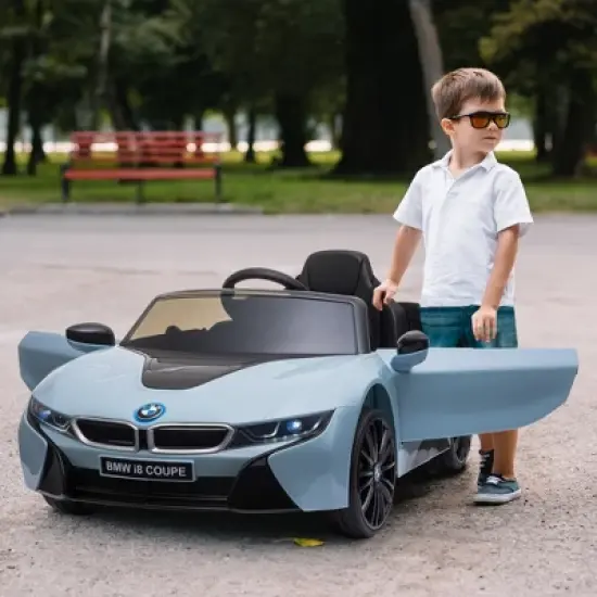 Aosom Licensed BMW I8 Coupe Electric Kids Ride-On Car 6V Battery Powered Toy with Remote Control Music Horn Lights MP3 Wheels Blue image {2}