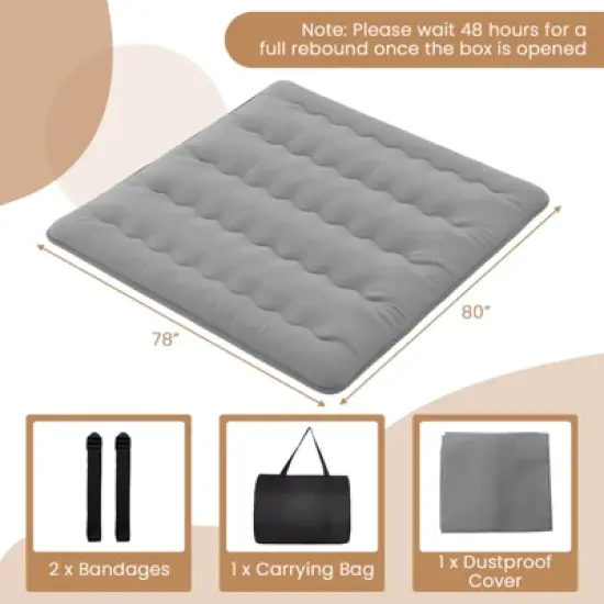 Costway Twin/Full/Queen/King Futon Mattress Japanese Floor Pad Washable Cover Carry Bag Grey image {2}