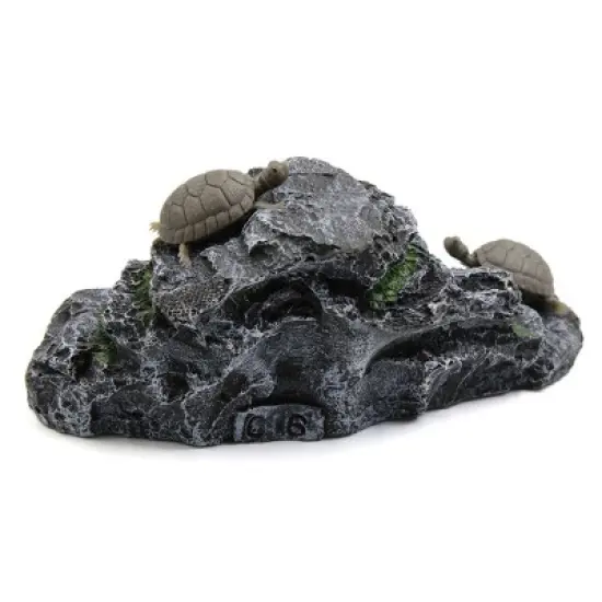 Unique Bargains Resin Aquatic Turtles Climbing Rock Ramp Aquarium Fish Tank Landscape Decor image {3}