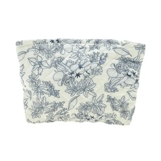 Unique Bargains Floral Quilted Clutch Makeup Bag Cyan 1 Pc image {3}