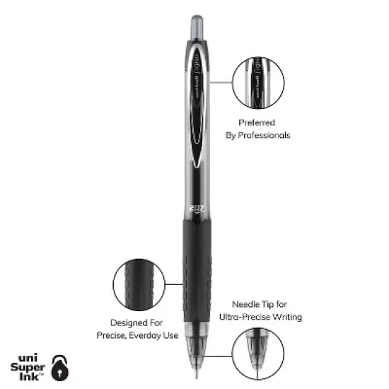uni-ball uniball 207 Needle Retractable Gel Pens Medium Point 0.7mm Black Ink 4/Pack (1738430) image {8}