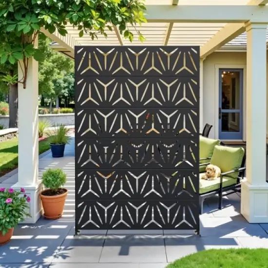 PexFix 72 in. x 47 in. Outdoor Metal Privacy Screen Garden Fence in Star Pattern image {12}