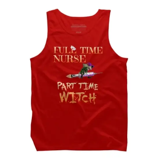Men's Design By Humans Halloween Costume Full Time Nurse Part-Time Witch By TeeShirtMadness Tank Top image {5}