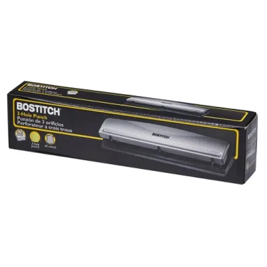 Bostitch 3-Hole Punch (Silver) - 12 Sheet Capacity, School, Office & Classroom Supplies image {1}