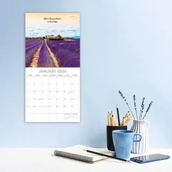 2026 Square Wall Calendar, Tranquility, 16-Month Mind, Body, Spirit Theme with 180 Reminder Stickers (12x12 In) image {1}