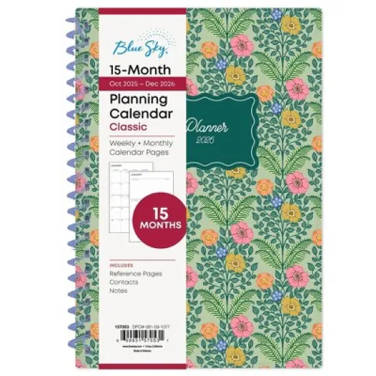 Blue Sky Weekly/Monthly Planning Calendar 5"x8" Barbara Green image {2}