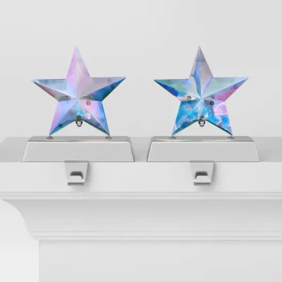 2pk Christmas Lit Iridescent Star Stocking Holder - Wondershop&trade; image {2}
