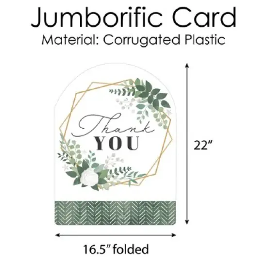 Big Dot of Happiness Boho Botanical - Greenery Thank You Giant Greeting Card - Big Shaped Jumborific Card - 16.5 x 22 inches image {3}