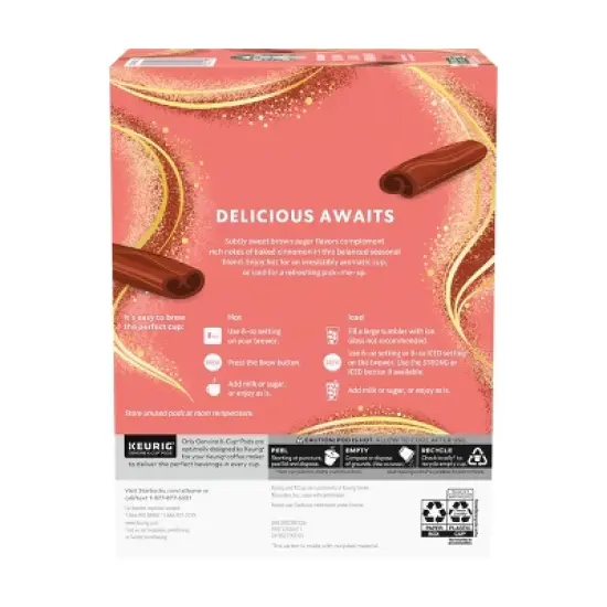 Starbucks Brown Sugar Cinnamon Flavor Dark Roast Keurig K-Cup Coffee Pods - 22ct/7.9oz image {7}