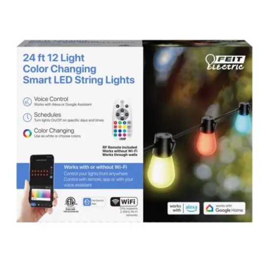 Feit Smart Home LED String Lights Multicolored 24 ft. 12 lights image {1}