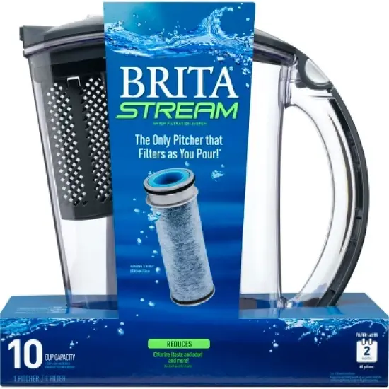 Brita Water Filter 10-Cup Stream Rapids Water Pitcher Dispenser - Gray image {4}