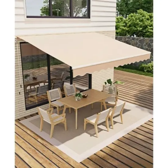 Manual Retractable Awning 118"x96" - Heavy Duty Aluminum Frame & 280g Waterproof Polyester Fabric for Patio, Deck, Porch image {1}