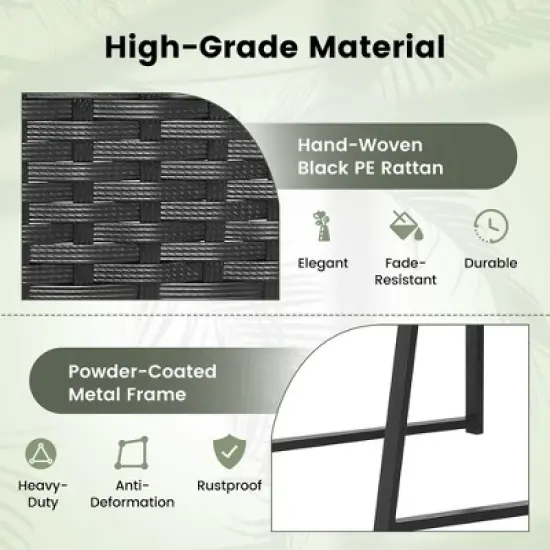 Costway 3pcs Patio Furniture Set Heavy Duty Cushioned Wicker Rattan Chairs Table Outdoor image {4}