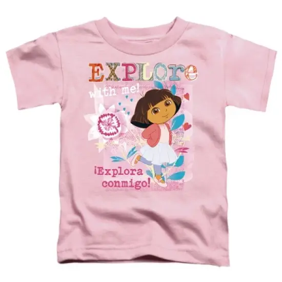 Toddler Boys' Dora the Explorer Explore With Me! Textured Design T-Shirt Pink image {1}