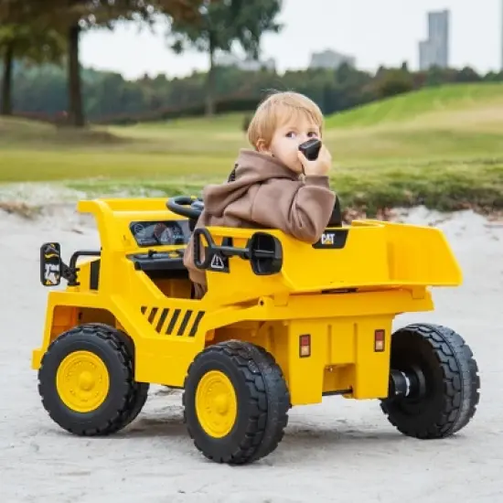 Costway Kids Ride on Dump Truck with 2.4G Remote Control Working Megaphone Sand Shovel image {1}