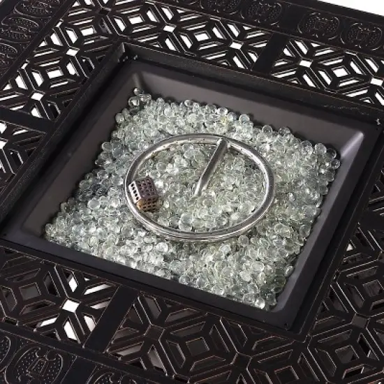 Oakland Living 5pc Deep Seating Swivel Aluminum Outdoor Patio Fire Pit Dining Set with Fire Table with Diamond Pattern Copper image {5}